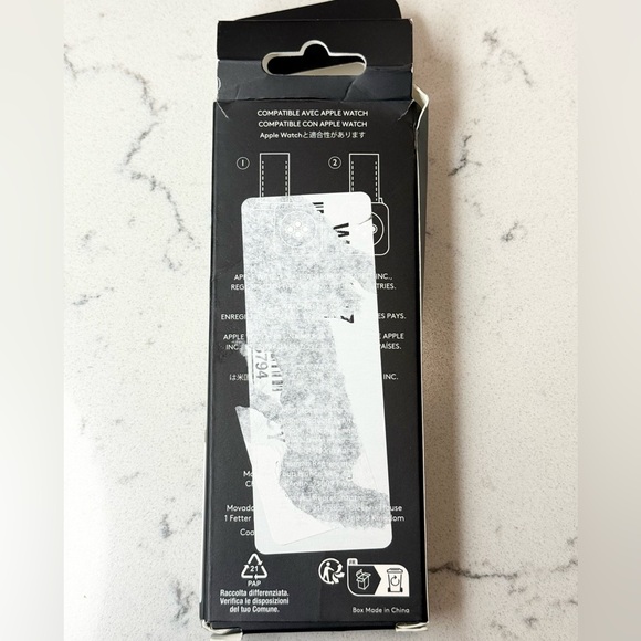 COACH Women's Silver-Tone Black Leather Chain Link Bracelet for Apple Watch - Picture 7 of 7